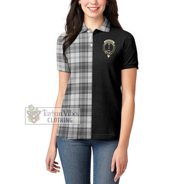 Glendinning Tartan Women's Polo Shirt with Family Crest and Half Of Me Style - Tartanvibesclothing Shop