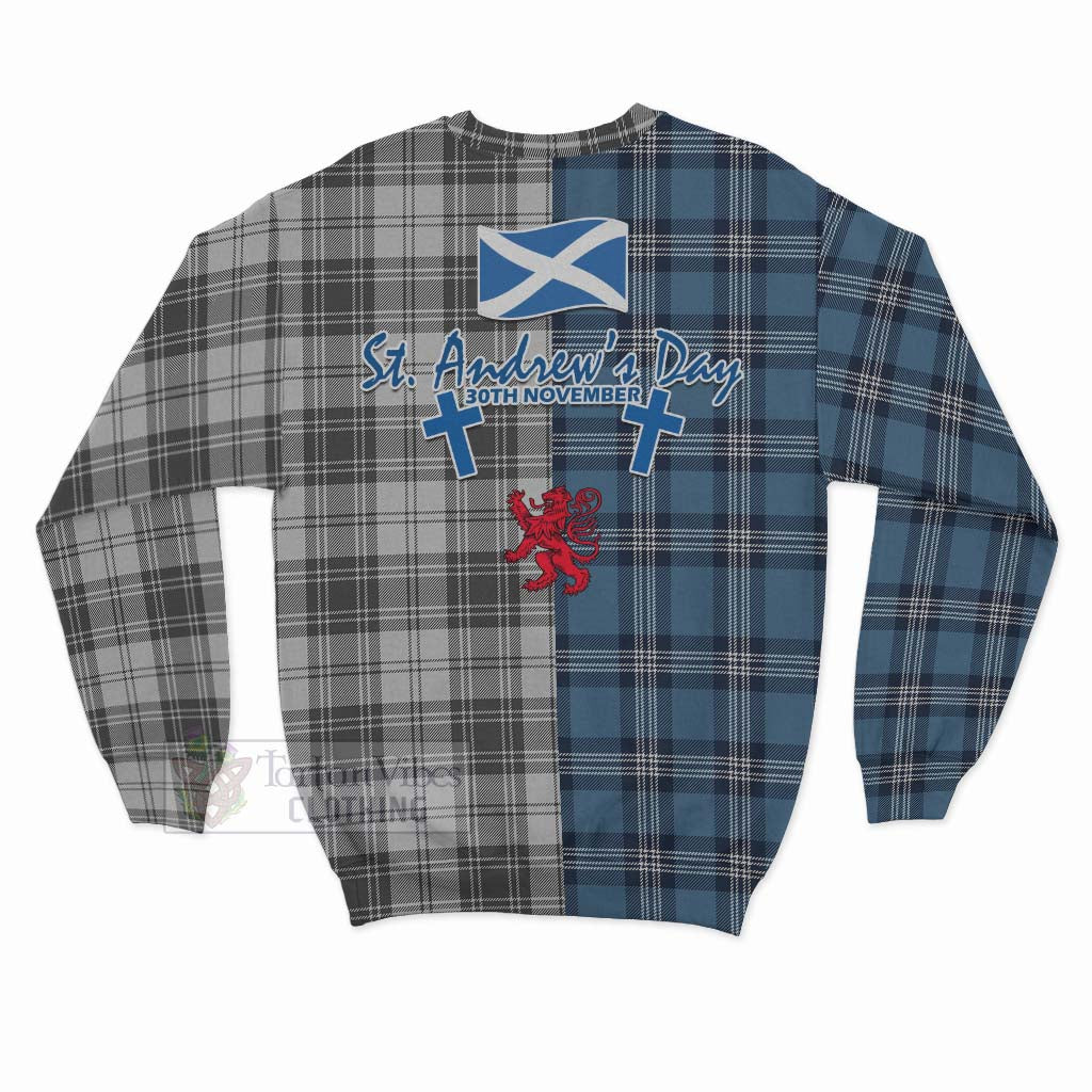 Glendinning Tartan Sweatshirt Happy St. Andrew's Day Half Tartan Style - Tartan Vibes Clothing