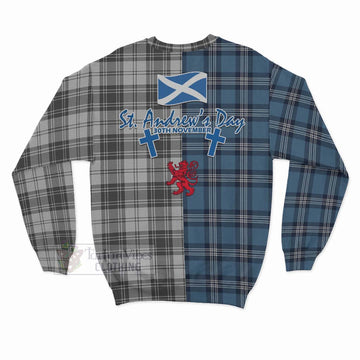Glendinning Tartan Sweatshirt Happy St. Andrew's Day Half Tartan Style - Tartan Vibes Clothing