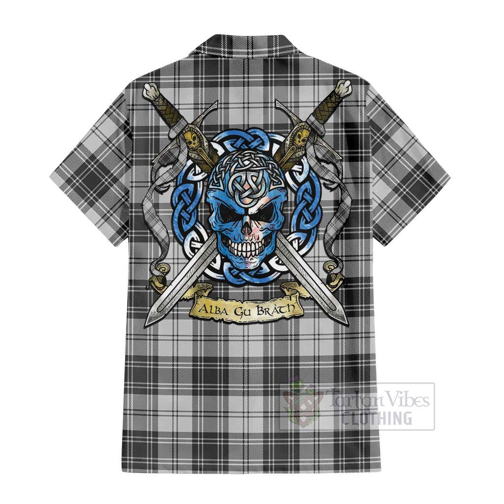 Glendinning Tartan Hawaiian Shirt with Family Crest Celtic Skull Style - Tartan Vibes Clothing