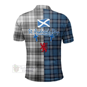 Glendinning Tartan Polo Shirt Happy St. Andrew's Day Half Tartan Style - Tartan Vibes Clothing