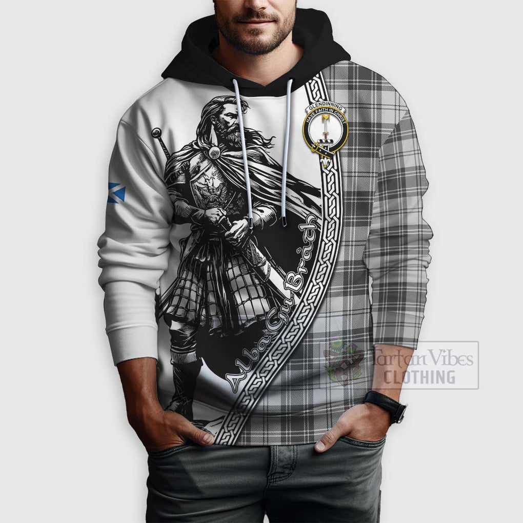 Glendinning Tartan Clan Crest Hoodie with Highlander Warrior Celtic Style - Tartan Vibes Clothing