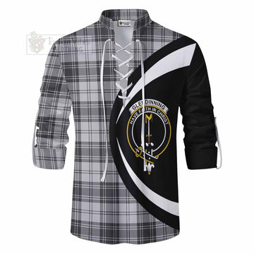 Tartan Vibes Clothing Glendinning Tartan Ghillie Kilt Shirt with Family Crest Circle Style