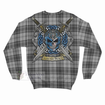 Glendinning Tartan Sweatshirt with Family Crest Celtic Skull Style - Tartan Vibes Clothing