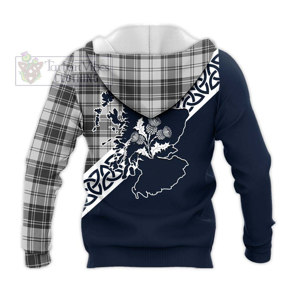 Glendinning Tartan Knitted Hoodie Featuring Thistle and Scotland Map - Tartan Vibes Clothing