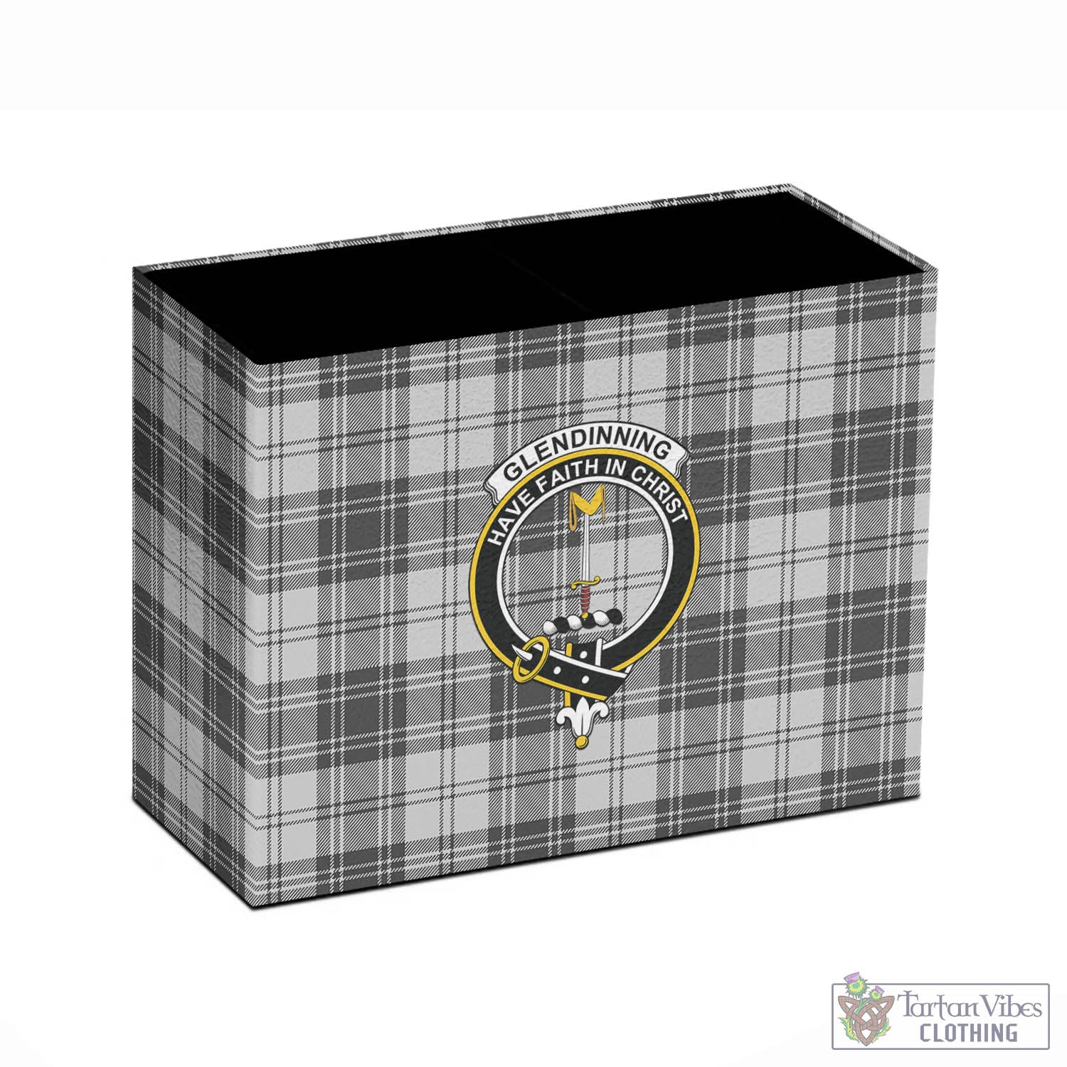 Glendinning Tartan Pen Holder with Family Crest - Tartan Vibes Clothing
