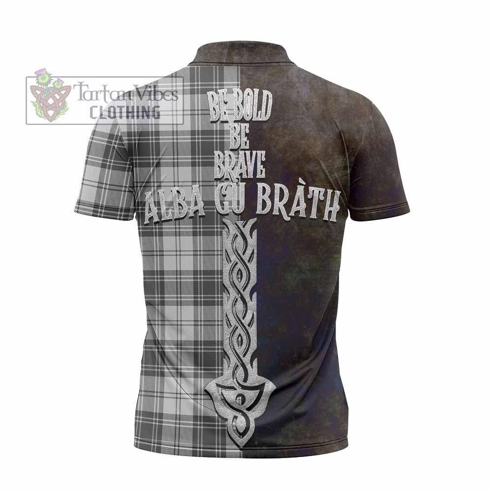 Tartan Vibes Clothing Glendinning Tartan Family Crest Zipper Polo Shirt Alba Gu Brath Be Brave Lion Ancient Style