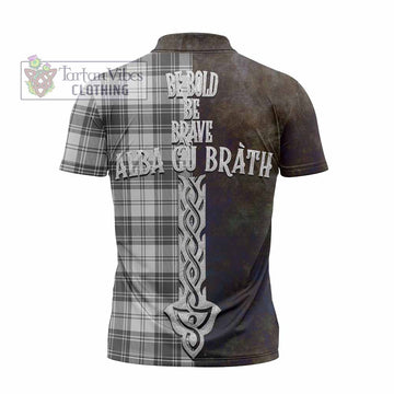 Glendinning Tartan Family Crest Zipper Polo Shirt Alba Gu Brath Be Brave Lion Ancient Style