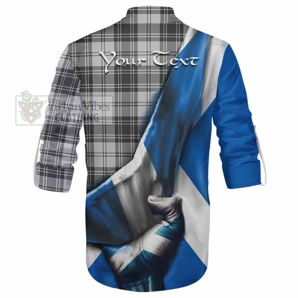 Tartan Vibes Clothing Glendinning Tartan Ghillie Kilt Shirt with Family Crest Scotland Patriotic Style