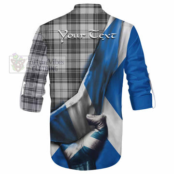 Tartan Vibes Clothing Glendinning Tartan Ghillie Kilt Shirt with Family Crest Scotland Patriotic Style