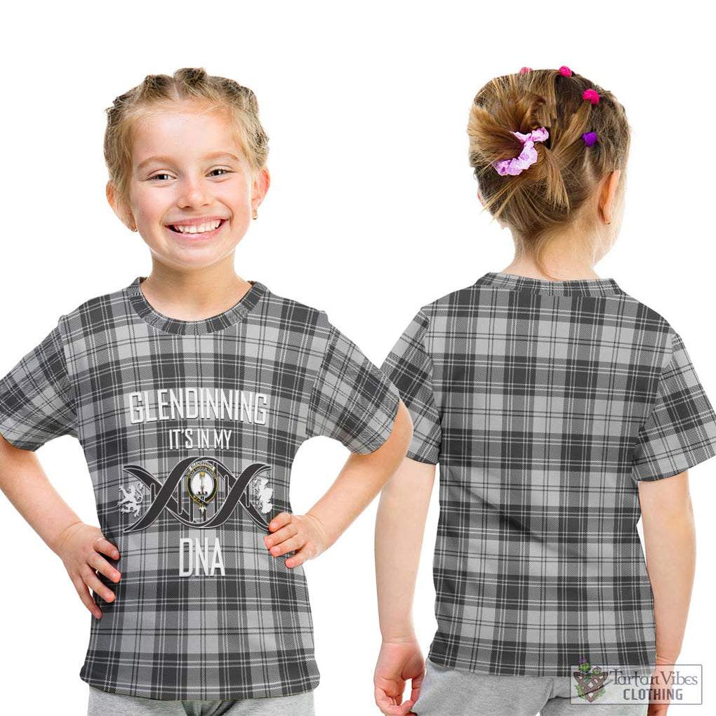 Glendinning Tartan Kid T-Shirt with Family Crest DNA In Me Style - Tartan Vibes Clothing