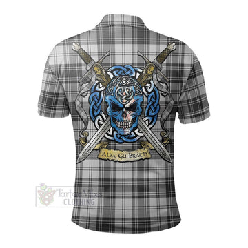 Glendinning Tartan Polo Shirt with Family Crest Celtic Skull Style - Tartan Vibes Clothing