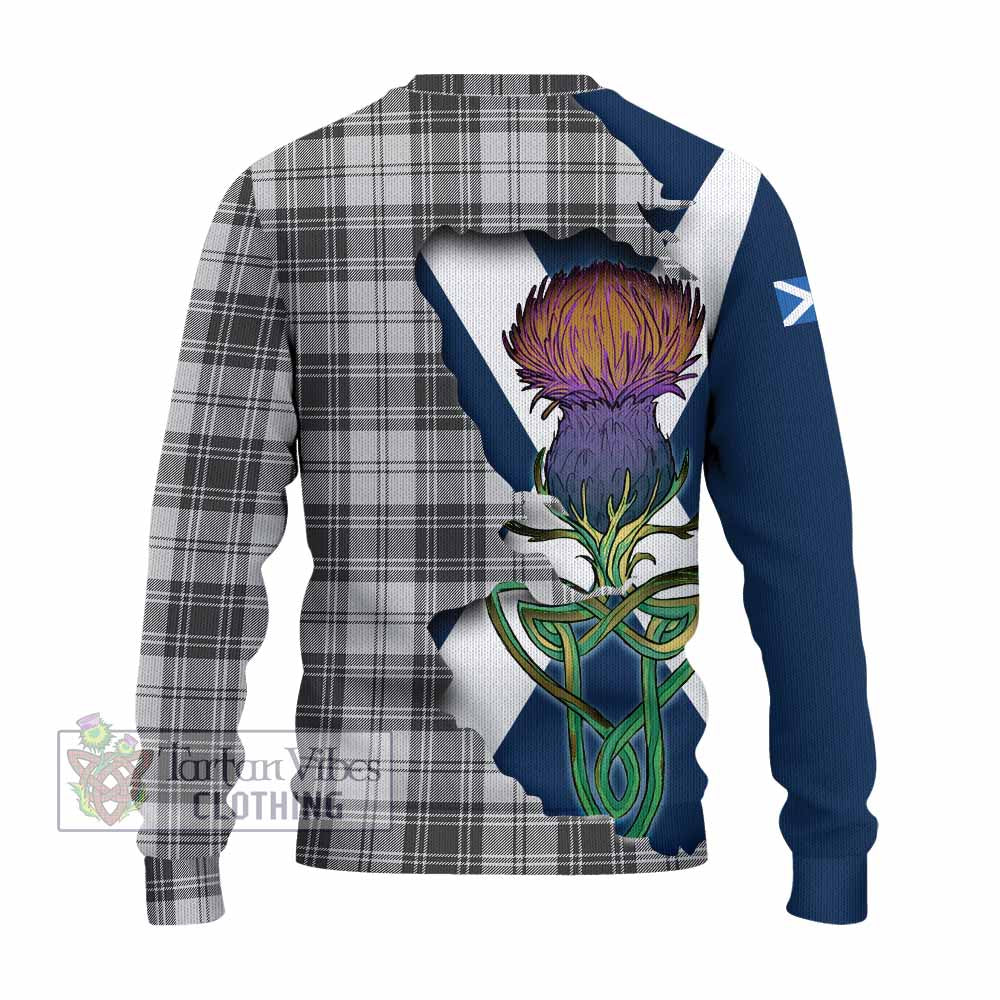 Tartan Vibes Clothing Glendinning Tartan Family Crest Knitted Sweater Scottish Thistle Celtic Inspired