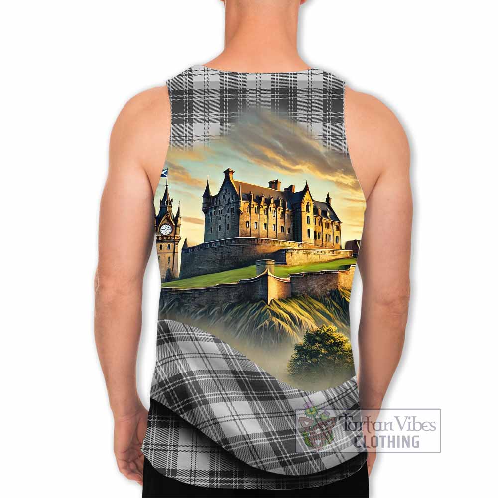 Glendinning Tartan Family Crest Men's Tank Top with Scottish Ancient Castle Style - Tartan Vibes Clothing