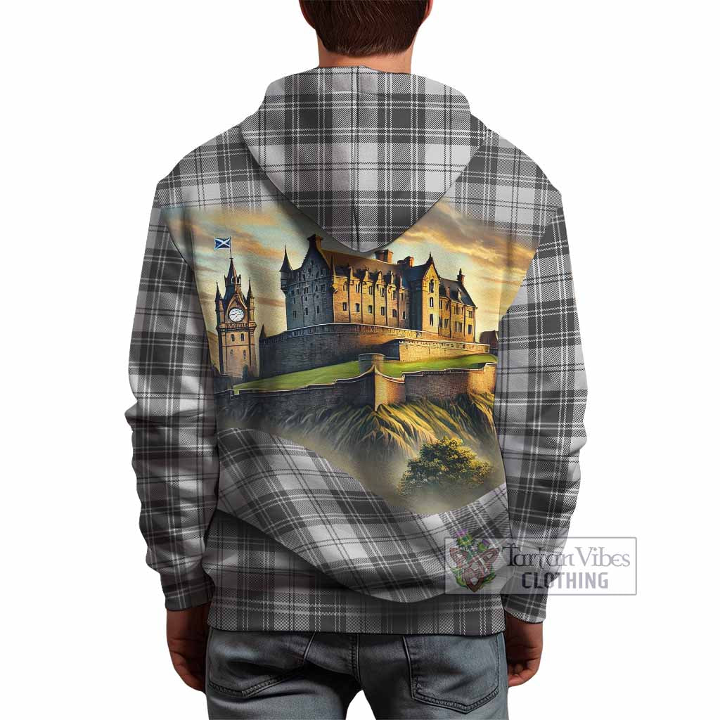 Glendinning Tartan Family Crest Hoodie with Scottish Ancient Castle Style - Tartan Vibes Clothing
