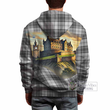 Glendinning Tartan Family Crest Hoodie with Scottish Ancient Castle Style - Tartan Vibes Clothing