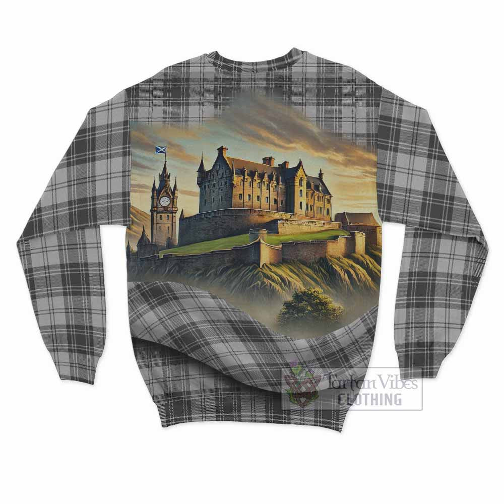 Glendinning Tartan Family Crest Sweatshirt with Scottish Ancient Castle Style - Tartan Vibes Clothing