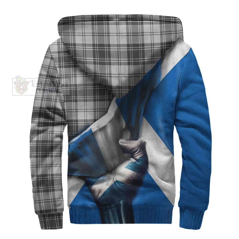Tartan Vibes Clothing Glendinning Tartan Sherpa Hoodie with Family Crest Scotland Patriotic Style