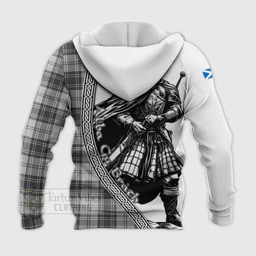 Glendinning Tartan Clan Crest Knitted Hoodie with Highlander Warrior Celtic Style - Tartan Vibes Clothing