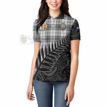 Tartan Vibes Clothing Glendinning Crest Tartan Women's Polo Shirt with New Zealand Silver Fern Half Style