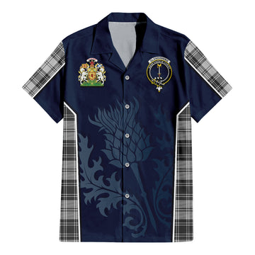 Tartan Vibes Clothing Glendinning Tartan Short Sleeve Button Up Shirt with Family Crest and Scottish Thistle Vibes Sport Style