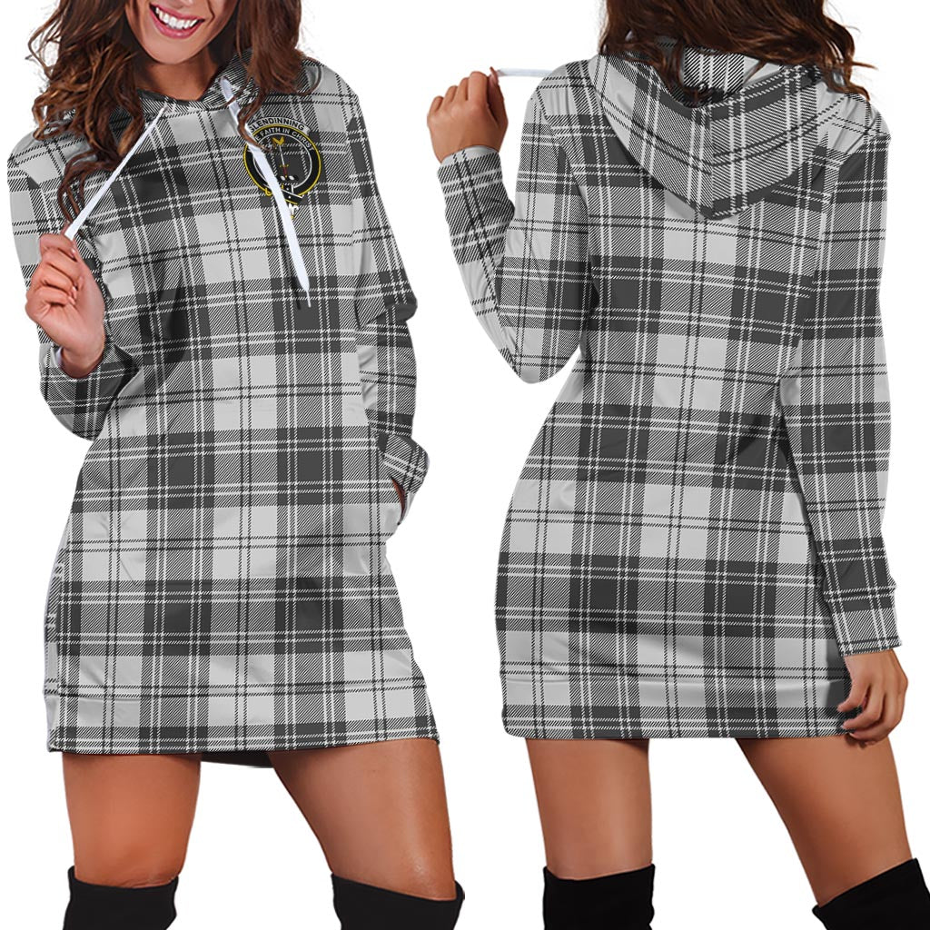 Glendinning Tartan Hoodie Dress with Family Crest - Tartan Vibes Clothing