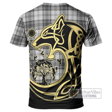 Glendinning Tartan T-Shirt with Family Crest Celtic Wolf Style - Tartan Vibes Clothing