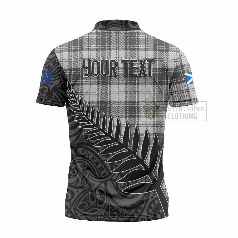 Tartan Vibes Clothing Glendinning Crest Tartan Zipper Polo Shirt with New Zealand Silver Fern Half Style
