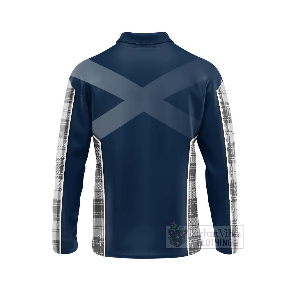 Tartan Vibes Clothing Glendinning Tartan Long Sleeve Polo Shirt with Family Crest and Scottish Thistle Vibes Sport Style