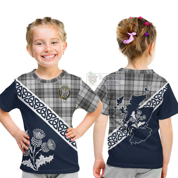 Glendinning Tartan Kid T-Shirt Featuring Thistle and Scotland Map - Tartan Vibes Clothing