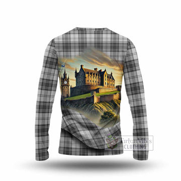 Glendinning Tartan Family Crest Long Sleeve T-Shirt with Scottish Ancient Castle Style - Tartan Vibes Clothing