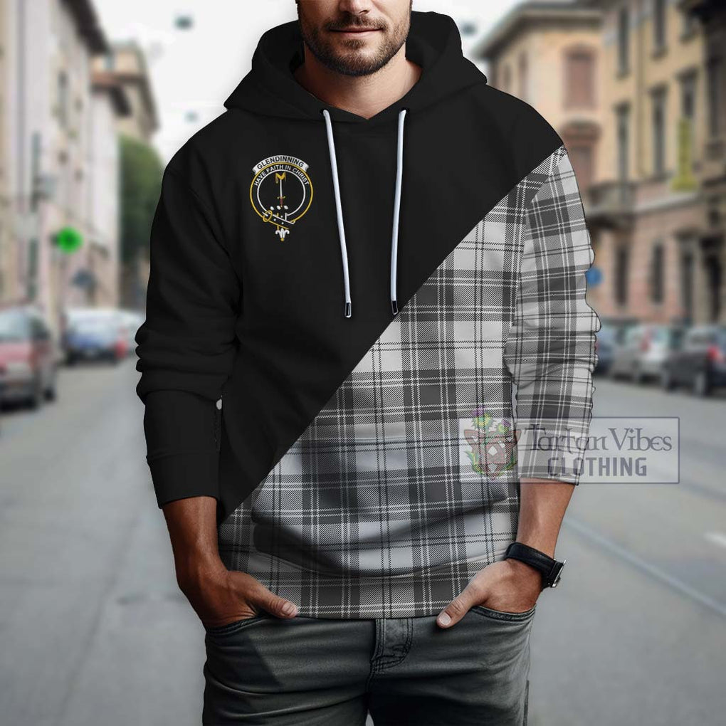 Glendinning Tartan Hoodie with Family Crest and Military Logo Style - Tartan Vibes Clothing