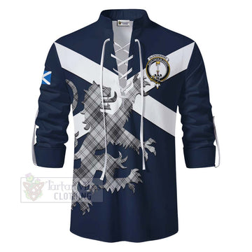 Glendinning Tartan Lion Rampant Ghillie Kilt Shirt Proudly Display Your Heritage with Alba Gu Brath and Clan Name - Tartan Vibes Clothing