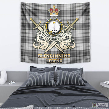 Glendinning Tartan Tapestry with Clan Crest and the Golden Sword of Courageous Legacy - Tartan Vibes Clothing