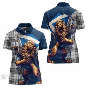 Glendinning Tartan Family Crest Women's Polo Shirt with Scottish Majestic Lion - Tartan Vibes Clothing
