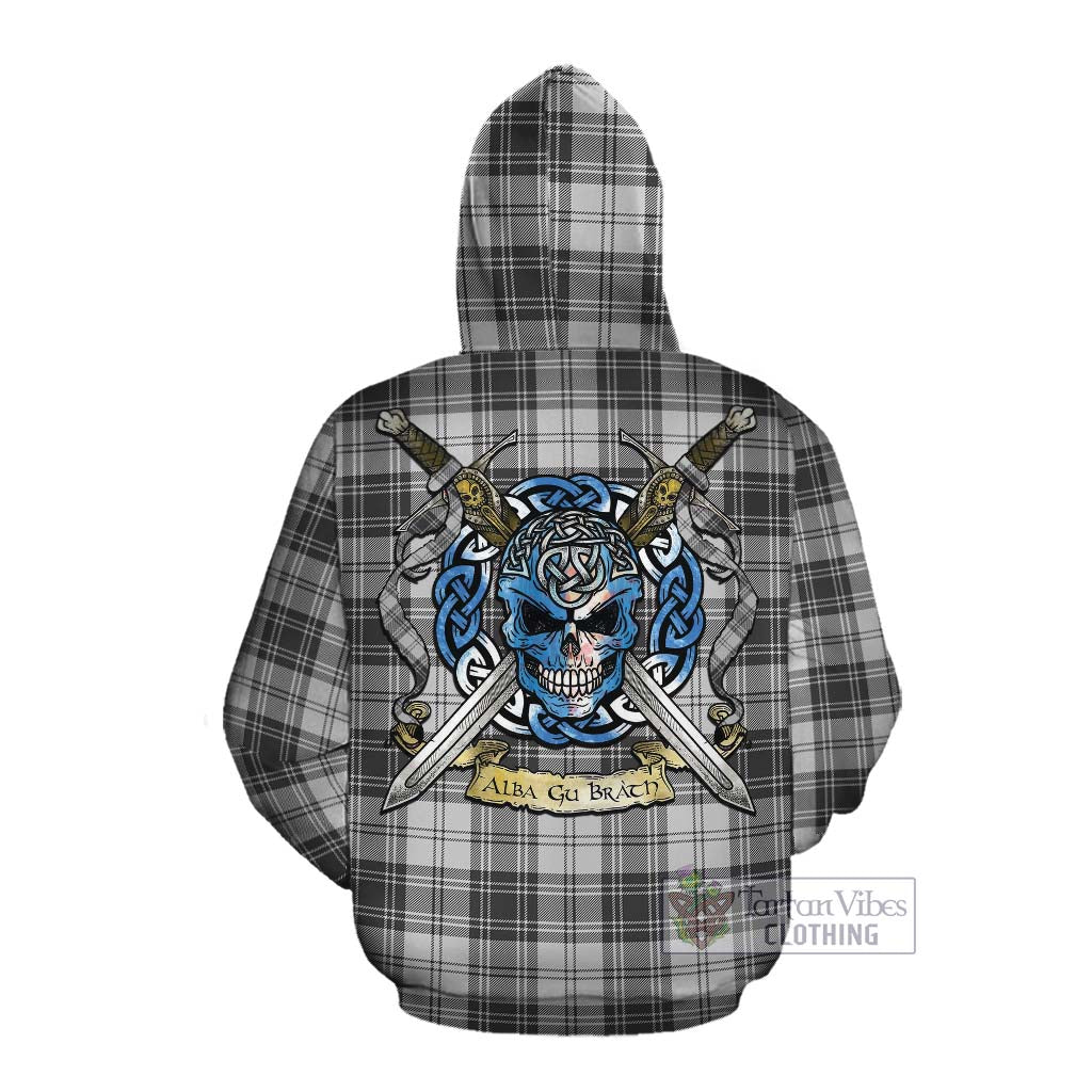 Glendinning Tartan Cotton Hoodie with Family Crest Celtic Skull Style Pullover Hoodie - Tartan Vibes Clothing