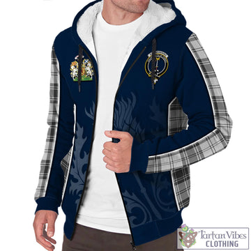 Glendinning Tartan Sherpa Hoodie with Family Crest and Scottish Thistle Vibes Sport Style