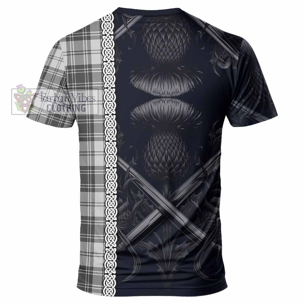 Glendinning Tartan T-Shirt with Family Crest Cross Sword Thistle Celtic Vibes - Tartan Vibes Clothing