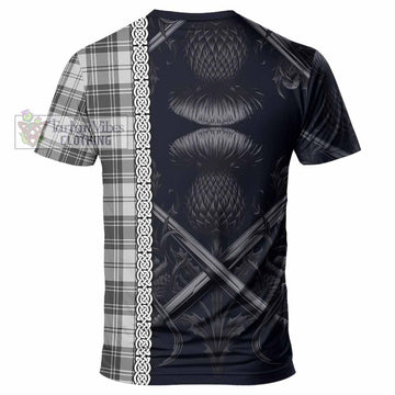 Glendinning Tartan T-Shirt with Family Crest Cross Sword Thistle Celtic Vibes - Tartan Vibes Clothing