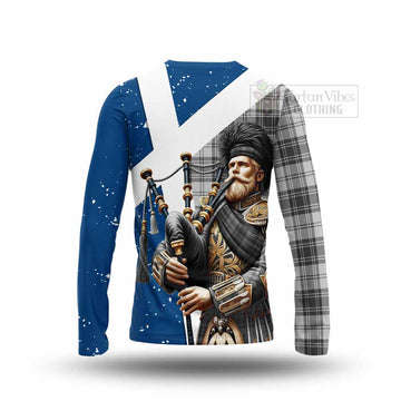 Glendinning Tartan Long Sleeve T-Shirt with Family Crest Scottish Bagpiper Vibes - Tartan Vibes Clothing