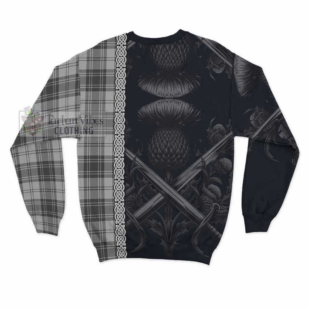 Glendinning Tartan Sweatshirt with Family Crest Cross Sword Thistle Celtic Vibes - Tartan Vibes Clothing