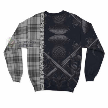 Glendinning Tartan Sweatshirt with Family Crest Cross Sword Thistle Celtic Vibes - Tartan Vibes Clothing
