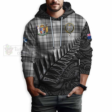 Tartan Vibes Clothing Glendinning Crest Tartan Hoodie with New Zealand Silver Fern Half Style