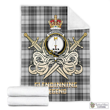 Glendinning Tartan Blanket with Clan Crest and the Golden Sword of Courageous Legacy