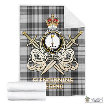 Glendinning Tartan Blanket with Clan Crest and the Golden Sword of Courageous Legacy - Tartan Vibes Clothing