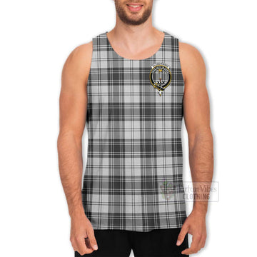 Glendinning Tartan Men's Tank Top with Family Crest and Bearded Skull Holding Bottles of Whiskey - Tartan Vibes Clothing