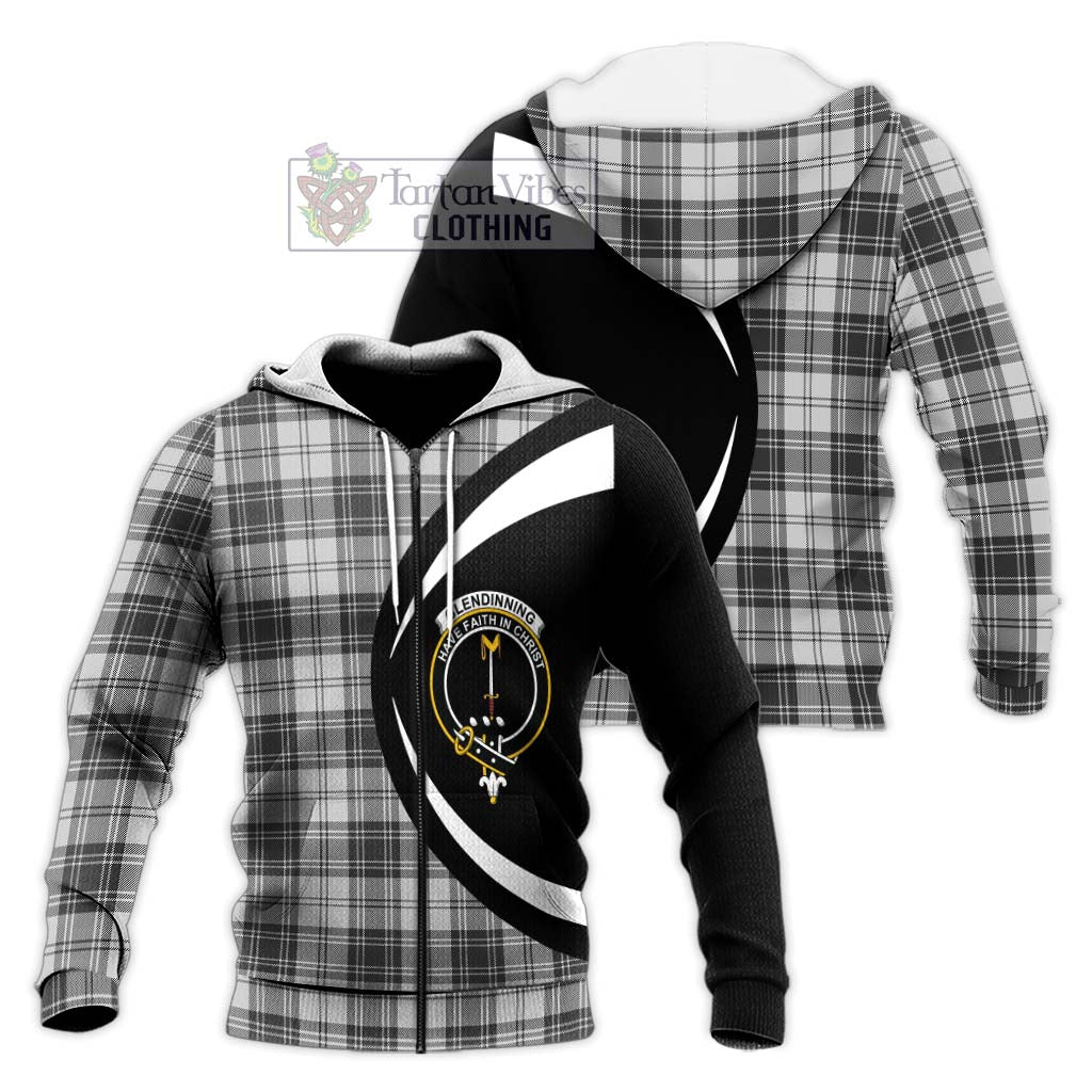 Glendinning Tartan Knitted Hoodie with Family Crest Circle Style Unisex Knitted Zip Hoodie - Tartan Vibes Clothing