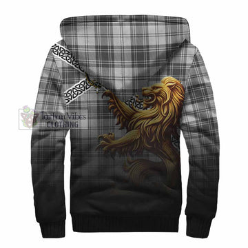 Glendinning Crest Tartan Sherpa Hoodie with Golden Lion Emblem Celtic Style - Tartan Vibes Clothing