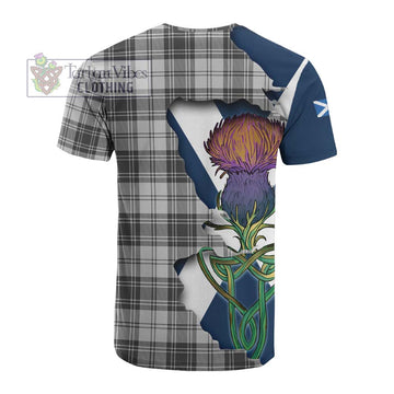 Glendinning Tartan Family Crest Cotton T-shirt Scottish Thistle Celtic Inspired