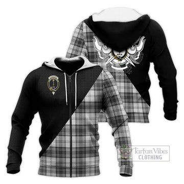 Glendinning Tartan Knitted Hoodie with Family Crest and Military Logo Style Unisex Knitted Zip Hoodie - Tartan Vibes Clothing